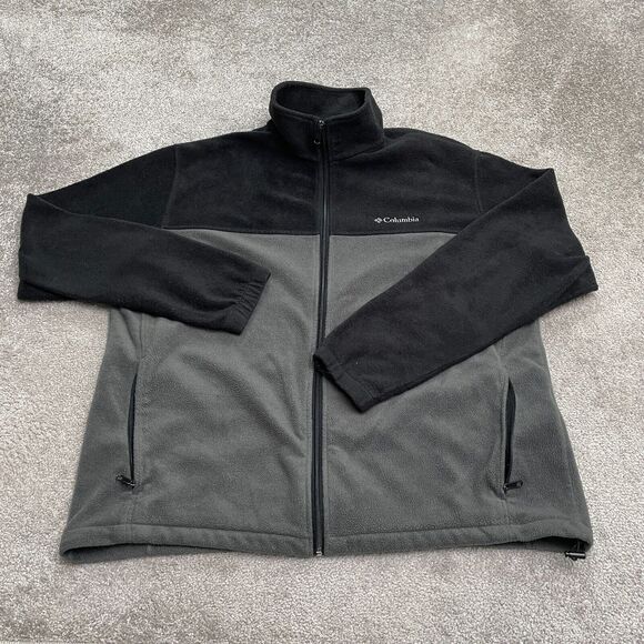 Columbia Steens Mountain Fleece Jacket Mens XXL Black Gray Full Zip Outdoor Hike - Picture 1 of 15